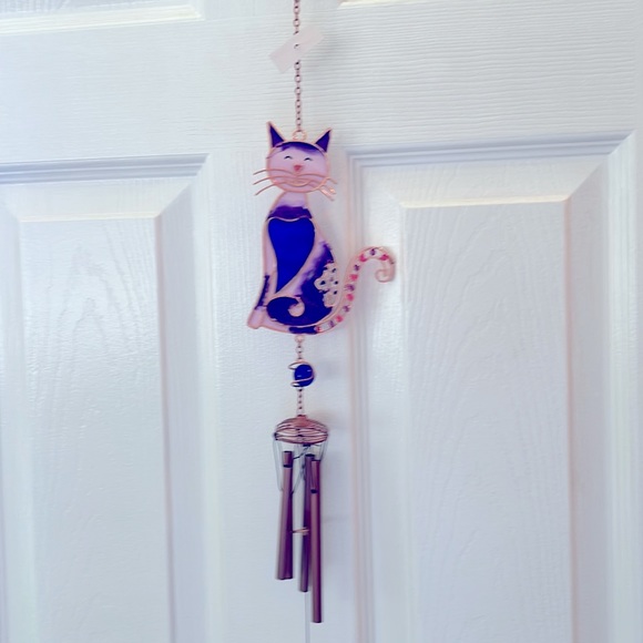 NWT Cat Windchime, stained glass with glass balls - Picture 3 of 5